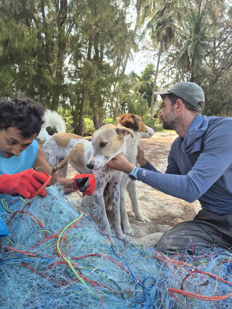 Dogs and ARRI volunteers beach cleanup